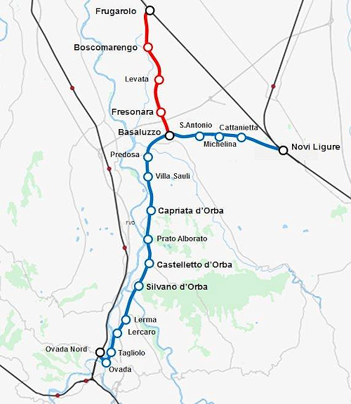  Percorso Tranv&igrave;a Novi-Ovada 
